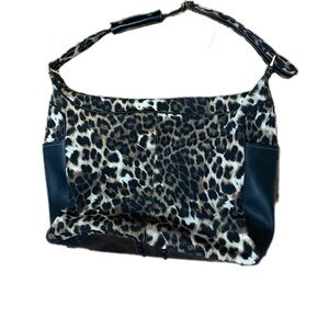 Nine West Leopard Print XL Shoulder Bag in Black and Brown with Pockets